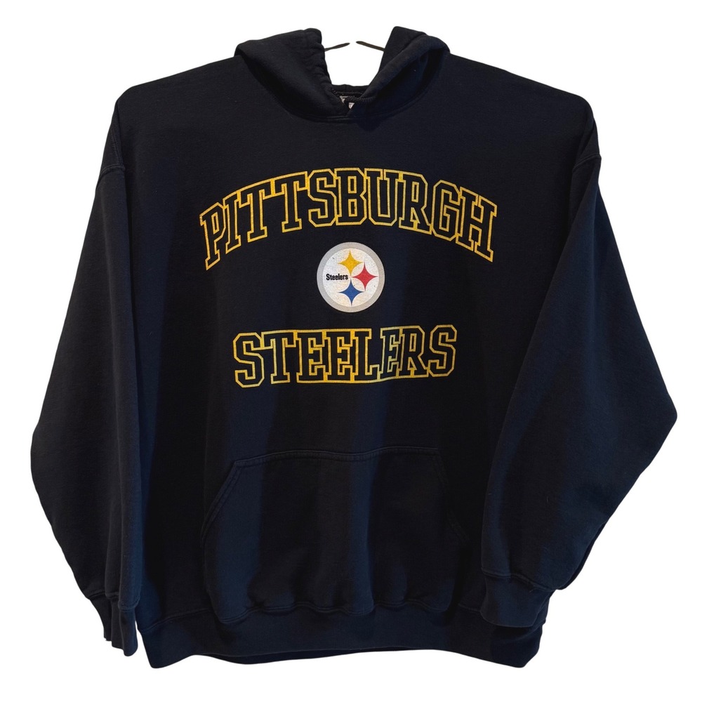 NFL Team Apparel Pittsburgh Steelers Hoodie Black Graphic Sporty Mens 2XL